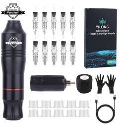 Wireless Tattoo Kit With Rotary Tattoo Machine And Cartridge Needles For Beginners And Professionals black Kit