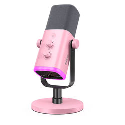 FIFINE USB XLR Dynamic Microphone With Touch Mute And Headphone Monitoring For PC And Gaming pink