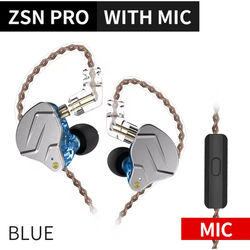 KZ ZSN PRO Hybrid In Ear Earphones blue With Mic