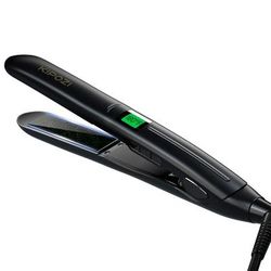 Professional Titanium Flat Iron Hair Straightener With Digital LCD Display, Dual Voltage For Salon & Home Use black