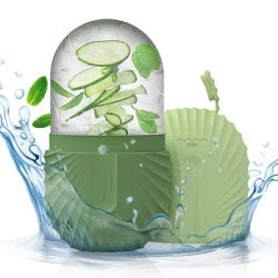 Ice Face Roller & Beauty Massage Mold, Silicone Ice Cube For Puffiness, Pores & Glowing Skin green