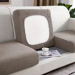 Thick Jacquard Elastic Sofa Seat Cover Protector taupe l shaped