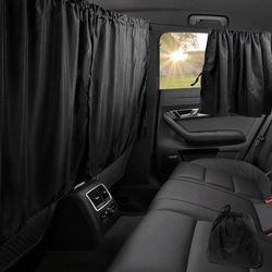 Universal Car Privacy Curtains, Rear Seat Divider & Side Window Sun Shades For SUVs & Sedans Universal Car Privacy Curtains, Rear Seat Divider & Side Window Sun Shades For SUVs & Sedans