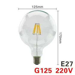 Vintage LED Retro Edison Bulb, Glass Filament Lamp C35 Decorative Lighting g125 E27 warm White 8w 220v