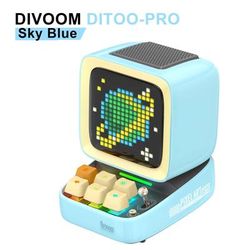 Divoom Ditoo Pro Retro Pixel Art Bluetooth Speaker With Smart Alarm And DIY LED Display, Gift For Home Light Decoration blue