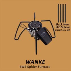 Portable Spider Stove, Compact Folding Card Design For Camping, Hiking & Outdoor Kitchenware black