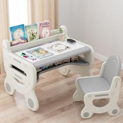 Kids Drawing Table And Chair Set With Pens & Blackboard Eraser, Magnetic Toddlers Art Activity Table Set Kids Drawing Table And Chair Set With Pens & Blackboard Eraser, Magnetic Toddlers Art Activity Table Set