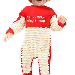 Adorably Funny Baby Mop Romper Fun & Functional | Perfect Baby Shower Gift Red 12M