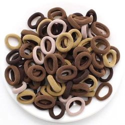 Colorful Nylon Hair Bands For Women & Girls, Soft Elastic Ponytail Holders, Small Hair Ties & Scrunchie Accessories mix Coffee