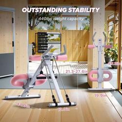 Adjustable Ab Trainer Machine Foldable Core Exercise System With Knee Support pink