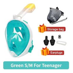 Full Face Snorkeling And Diving Mask With Anti Fog Design For Kids And Adults green S m