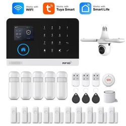 Smart WiFi GSM Home Alarm System With Motion Sensor And App Control For Alexa premium Kit F t61w uk Plug