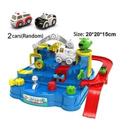 Children Racing Rail Car Model & Brain Training Interactive Train Toy With Space Rocket And Animal Track Adventure blue 2 Car