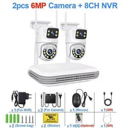 Wireless CCTV Security Camera System With Dual Lens Cameras And 8CH NVR 8ch Nvr + 2 Cam 1tb