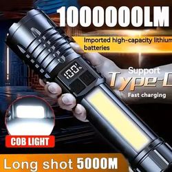 High Power Rechargeable LED Flashlight With Side Light High Power Rechargeable LED Flashlight With Side Light
