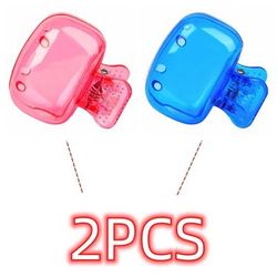 Travel Toothbrush Head Covers, Protective Snap On Clip For Hygiene & Portability blue And Pink