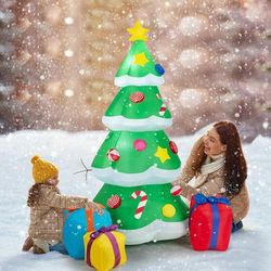 6FT Inflatable Christmas Tree With 3 Gift Wrapped Boxes, LED Festive Yard Decor 6FT Inflatable Christmas Tree With 3 Gift Wrapped Boxes, LED Festive Yard Decor