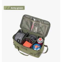 Heavy Duty Gas Canister Storage Bag Spacious Camping Tool Bag For Picnic Cookware, Utensils & Ground Nail Kit green