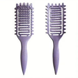 3 In 1 Curl Define Styling Brush, Hair Comb For Tangled Hair, Hollow Out Brush For Shaping Defining Curls 1pc Purple