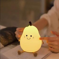 Cute LED Pear Shaped Fruit Night Light, Dimmable Nursery Pear Lamps LED Touch Lamp For Kids Rooms, Babies Bedside Lamp Cute LED Pear Shaped Fruit Night Light, Dimmable Nursery Pear Lamps LED Touch Lamp For Kids Rooms, Babies Bedside Lamp