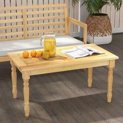 Patio Coffee Table With Solid Teak Wood Structure, Slatted Tabletop Outdoor Indoor Side Table Patio Coffee Table With Solid Teak Wood Structure, Slatted Tabletop Outdoor Indoor Side Table
