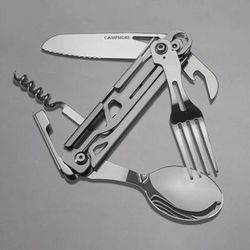 Foldable Camping Cutlery, Outdoor Tableware Multi Function Knife, Fork, Spoon & Bottle Opener Foldable Camping Cutlery, Outdoor Tableware Multi Function Knife, Fork, Spoon & Bottle Opener