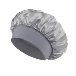 Women Satin Bonnet Hair Bonnet For Sleeping Hair Care Silk Bonnets With Wide brim Soft Elastic Band gray