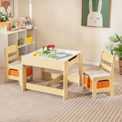 Kids Table And Chairs Set With Storage Boxes, Blackboard & Whiteboard Drawing Table For Toddlers Kids Table And Chairs Set With Storage Boxes, Blackboard & Whiteboard Drawing Table For Toddlers
