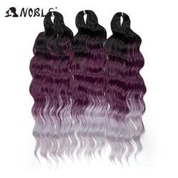 Noble Hair Synthetic Loose Deep Wave Braiding Hair Extensions Ombre Blonde Twist Crochet Curly Water Wave Braid tt igray5 24inches 60cm