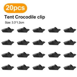 Heavy Duty Sturdy Tent Clips Anti Wind Tarpaulin Clips & Crocodile Clamp Hooks For Secure Outdoor Camping 20pcs