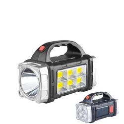 Portable Powerful USB Rechargeable Flashlight With Solar LED Light & COB Work Light For Outdoor Adventures 6cob Sliver
