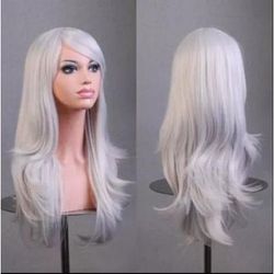 Long Curly Fashion Wig (70cm) Wavy Anime Cosplay Costume Party Hair For Women & Girls grey