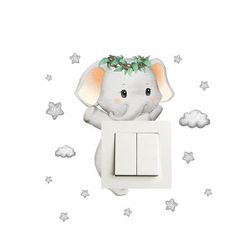 Cute Giraffe Bear Elephant Star Switch Sticker For Kid Baby Bedroom Decoration, Self Adhesive Wall Decals For Child Room pattern 4