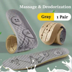 Acupoint Massage Insoles For Shoes, Plantar Fasciitis Arch Support Pads For Men & Women, Deodorant Healthy Template Shoe 1pair Gray 43 44