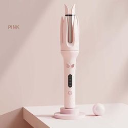 CurlEase 28mm Automatic Hair Curler Negative Ions Rotating Ceramic Wand pink