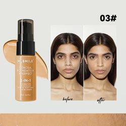 Powder Foundation, Long Lasting Waterproof, Moisturizing Sweat Resistant Coverage, Easy To Open, Oil Control Concealer 03