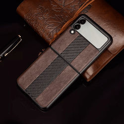 For Samsung Galaxy Z Flip 3 5G Slim Leather Folding Shockproof Case Cover brown