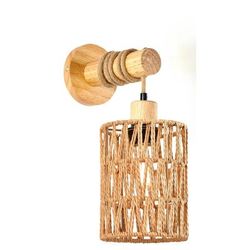Rustic Hemp Rope Wall Sconce Farmhouse Bedside Cylindrical Light Fixture 1pc no Bulb