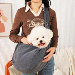 Comfortable Dog Bag Pet Crossbody Shoulder Bag For Outdoor Travel, Portable Cat & Puppy Sling Carrier Hands Free Pet dark Gray