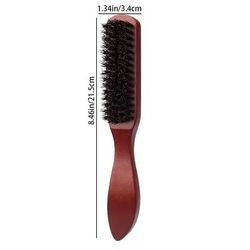 Boar Bristle Slick Back Hair Brush Sleek Ponytail & Bun Styling Tool For Smoothing Baby Hairs, Flyaways, And Edge Cont red Brush
