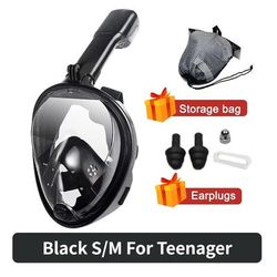Full Face Snorkeling And Diving Mask With Anti Fog Design For Kids And Adults black S m