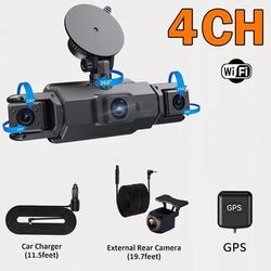 4CH GPS Dashcam Car Camera With WiFi And Night Vision 4ch Dvr no Sd Card