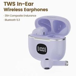 Bluetooth Wireless Earbuds With LED Display And Long Battery Life purple