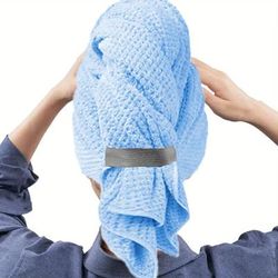 Extra Large Microfiber Hair Towel Wrap,Ultra Absorbent Quick Dry Turban With Elastic Band purple