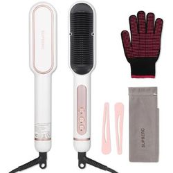 Negative Ionic Hair Straightener Brush For Women, Fast Heating & Anti Scald Auto Shut Off white