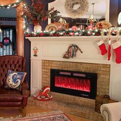 42 Inch Ultra Thin Electric Fireplace With Decorative Crystals, Wall Mount & Recessed, Flame Colors, Smart App & Alexa 42 Inch Ultra Thin Electric Fireplace With Decorative Crystals, Wall Mount & Recessed, Flame Colors, Smart App & Alexa