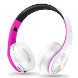 Gold Wireless Bluetooth Headphones For Men Gift, Stereo Headset With Built in MIC & 3.5mm AUX Jack For IPhone Samsung white Pink