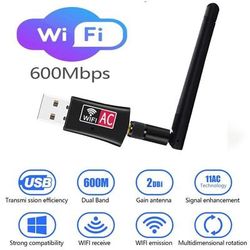 High Speed WiFi Adapter, 600Mbps USB Dongle, Dual Band 2.4G 5GHz, 802.11AC With External Antenna High Speed WiFi Adapter, 600Mbps USB Dongle, Dual Band 2.4G 5GHz, 802.11AC With External Antenna
