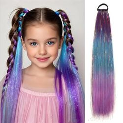 SparklePop Tinsel Ponytail Extension Colorful Braiding Hair Tie For Girls p c26 24 Inches