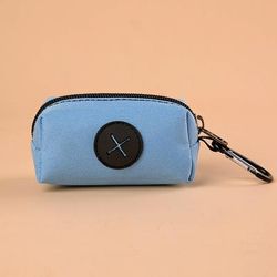 Canvas Dog Poop Bag Holder Outdoor Pet Waste Bag Dispenser With Carabiner Clip sky Blue